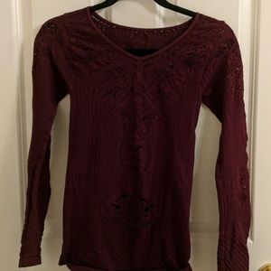 Sweet and sexy maroon colored long sleeve top